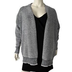 Women's Knit Cardigan – Black White Open Front Slouchy Longline Sweater Size XXL